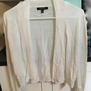 SALE White Women's Relativity Lightweight Cardigan-Style  Sweater Sz L